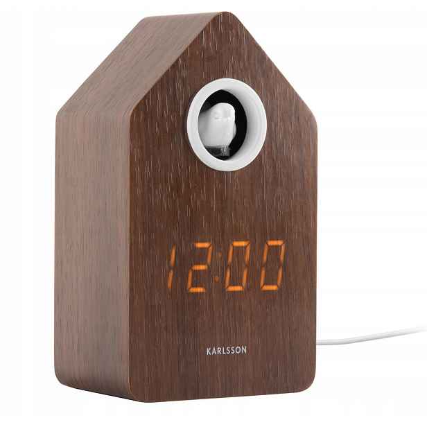 Dřevěný Budík Led S Kukačkou A Teploměrem Karlsson KA6061DW