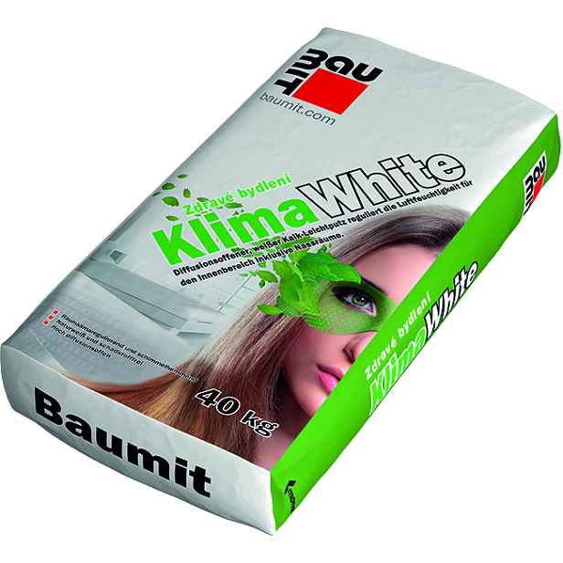 Omítka jednovrstvá Baumit KlimaWhite vápenná 0,6 mm 40 kg