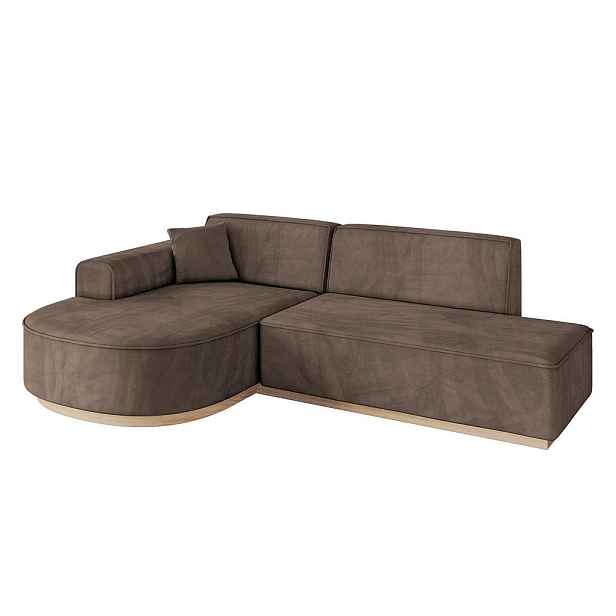 ALTDECOR ROHOVÁ SEDAČKA s otomanem, levá ARRIO-L1 243x171x83 Hnědá Velur