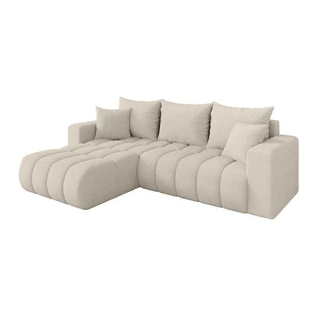 ALTDECOR ROHOVÁ SEDAČKA s funkcí spaní, otoman vlevo MILA-L-v1 277x195x86 béžová bouclé