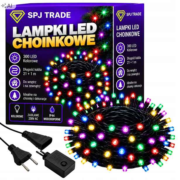 Vánoční Osvětlení Na Stromeček Venkovní 300 Led Multicolor Vánoční 21 M Vnitřní