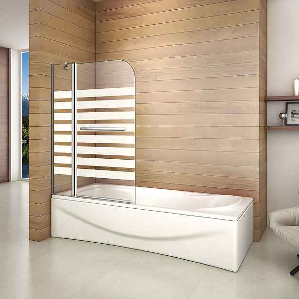 Vanová zástěna S2 STRIPE 120x140 - dvoudílná sklopná, čiré sklo se vzorem