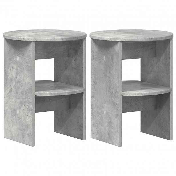vidaXL Boční skříňka 2 ks Betonově Šedá Ø40 x 50 cm Dřevěný materiál