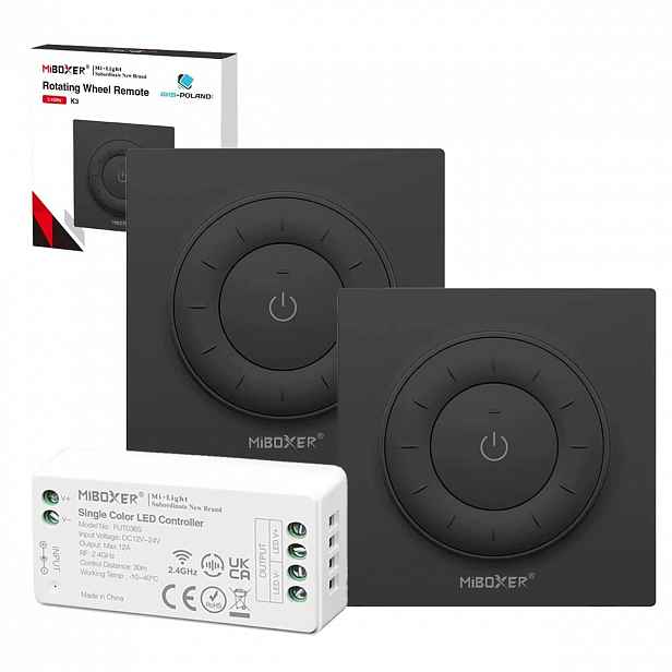 Schodišťový Ovladač Stmívač Dálkový Ovladač Nástěnný MiBOXER 2X K3 Black FUT036S