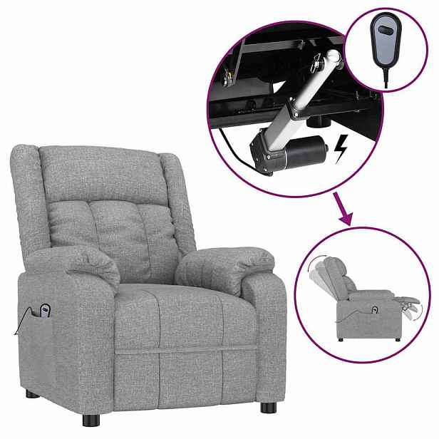 vidaXL Elektrické polohovací křeslo světle šedé textil