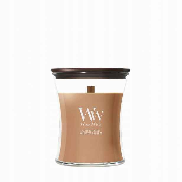 Střední vonná svíčka WoodWick Hazelnut Roast