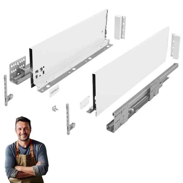 Šuplík Hafele Matrix Slim 450 mm H-135 35 kg 514.13.824 Tenkostěnná bílá