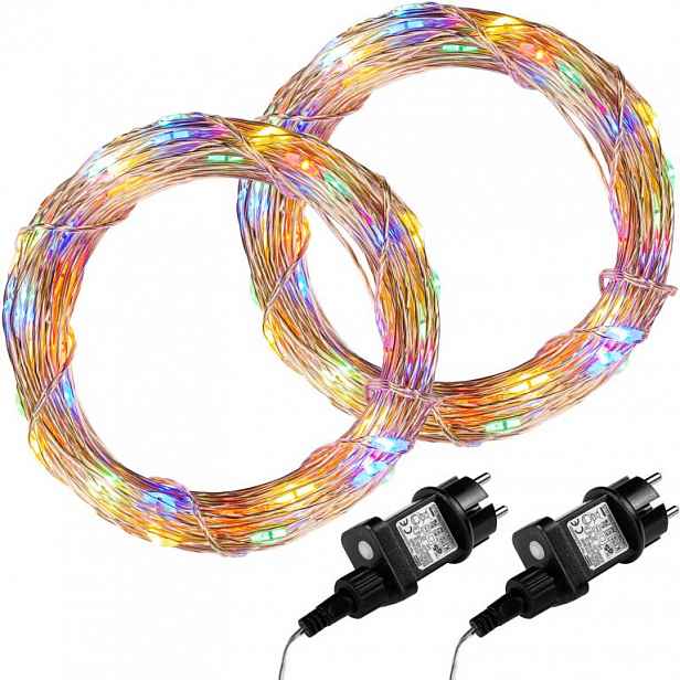 VOLTRONIC 68033 Sada 2 kusů světelných drátů - 50 LED, barevná
