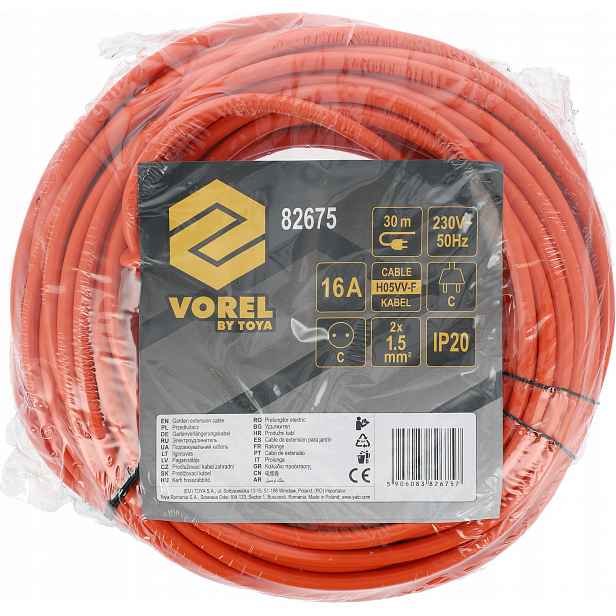 Vorel prodlužovací kabel 30 m oranžový 82675