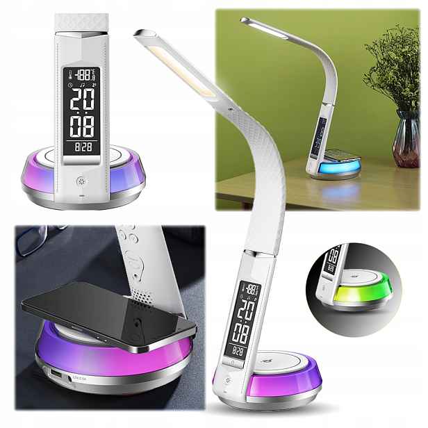 Skládací stolní lampa noční lampa s Led hodinami a Rgb podsvícením