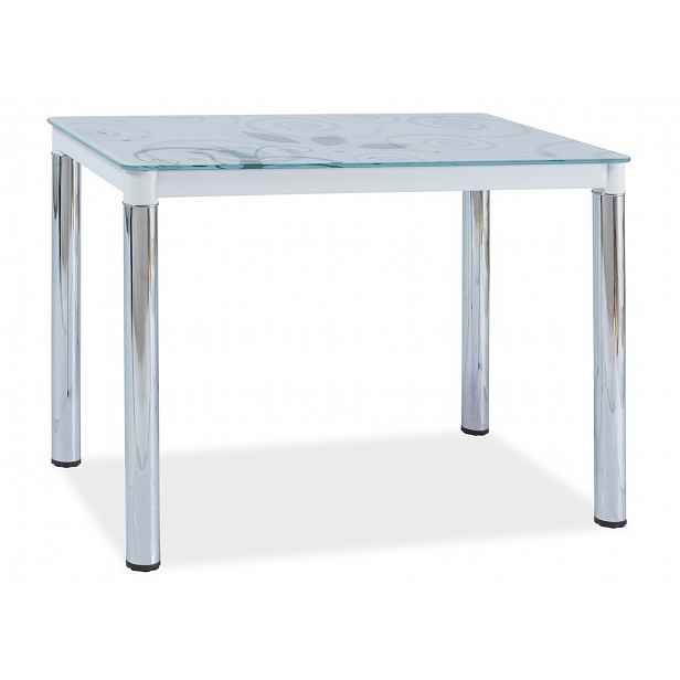 Jídelní stůl DAMAR II, sklo/bílá-chrom