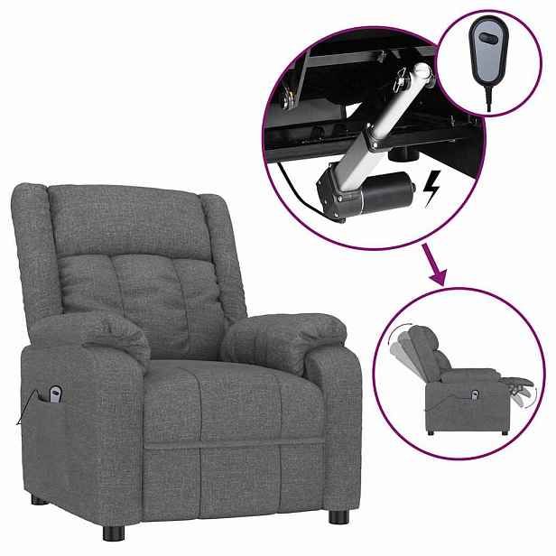vidaXL Elektrické polohovací křeslo tmavě šedé textil