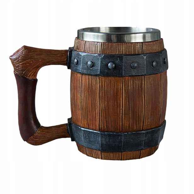 Epický Pivní Sklenice Hrnek Sud Štěstí Nerezová Ocel 550 ML Larp Rpg