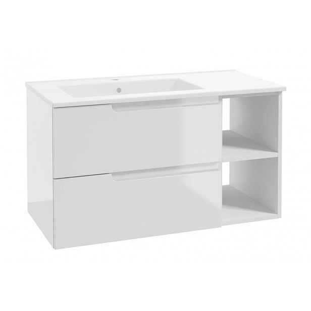 kielle Oudee - Skříňka s umyvadlem 90 cm, levá varianta, lesklá bílá 50002S90L0