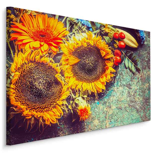 Plátno Slunečnice Ve Stylu Vintage Varianta: 70x50