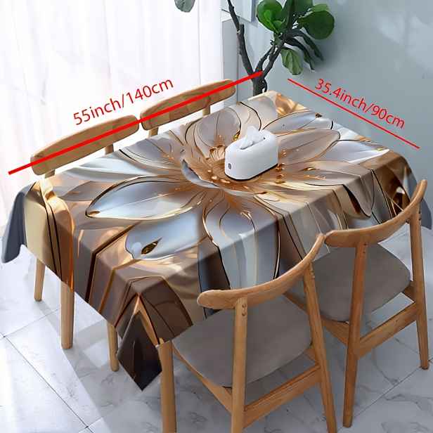 TEMU 1 ubrus, luxusní zlatý a bílý květinový ubrus - luxusní dekorativní tkaniny, dodávající elegantní atmosféru do domácnosti, vhodný pro rodiny,