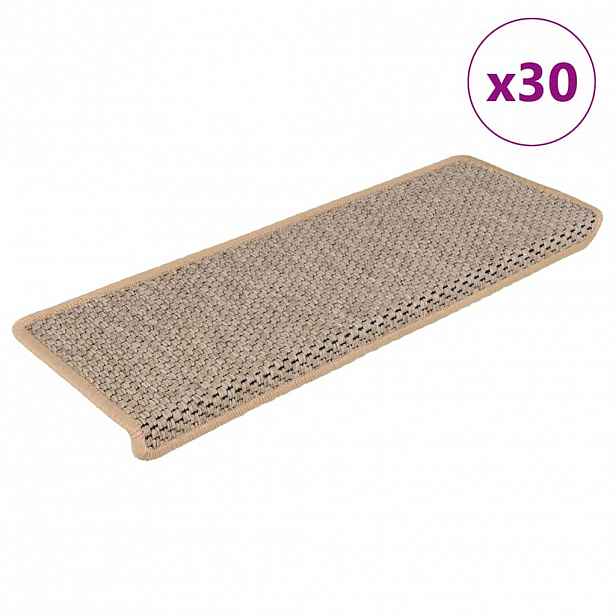 vidaXL Samolepicí rohože na schody Sisal-Look 30 ks světle béžová