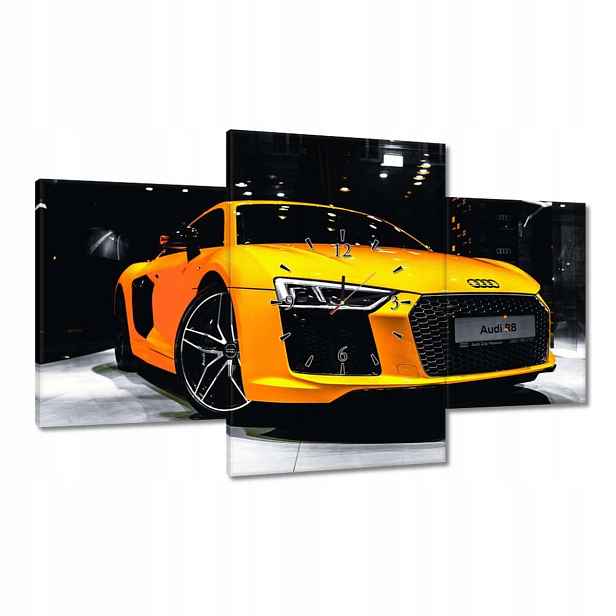 Hodiny 100x60 Žluté Audi R8