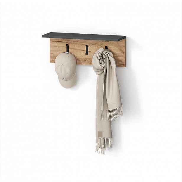 Livinity® NÁSTĚNNÝ VĚŠÁK Ortello Antracit/zlatý dub 60 x 21.6 cm