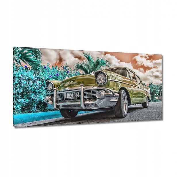 Obrazy 115x55 Žlutý historický automobil