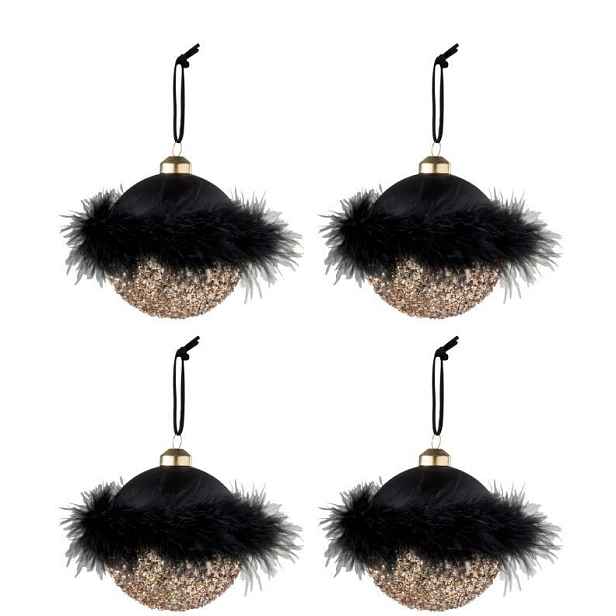 4ks zlatočerné vánoční koule  Baubles  – Ø 11 cm J-Line by Jolipa