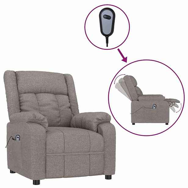 vidaXL Elektrické polohovací křeslo taupe textil
