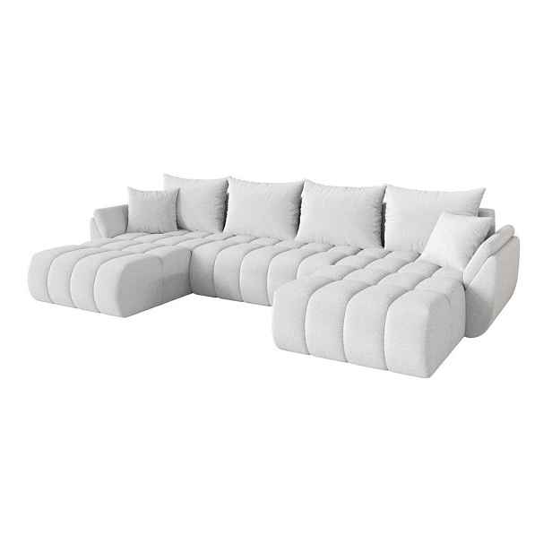 ALTDECOR SEDACÍ SOUPRAVA DO U s funkcí spaní a úložným prostorem TOKO-U-v1 378x194x86 bílá bouclé