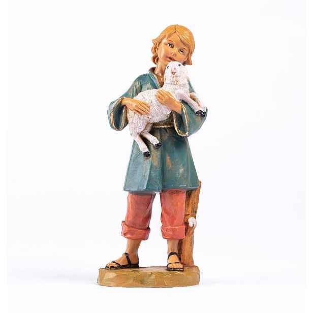 Chlapec s beránkem, pro figurky o výšce 19 Cm Originální Figura Firmy Fontanini