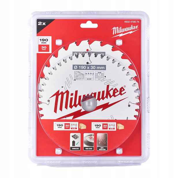 Sada 2 kotoučů Milwaukee – 190 x 30 mm – 24 zubů a 48 zubů – 4932479574