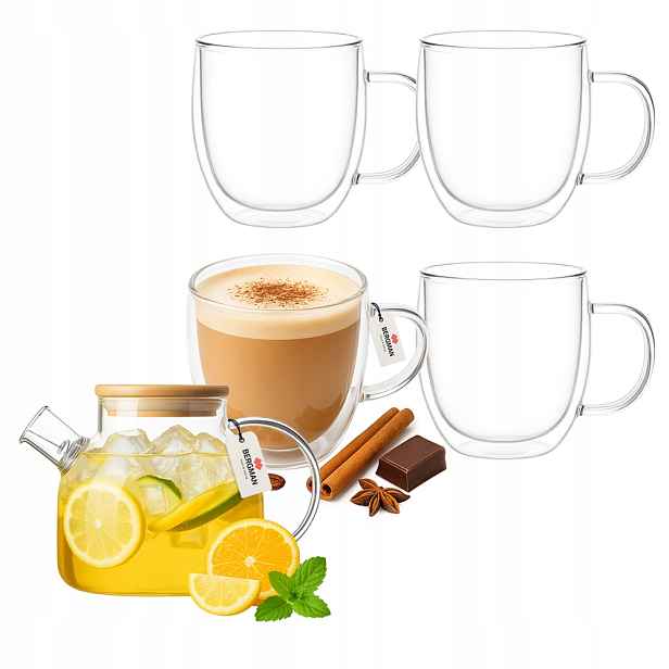 Sada 4 termosklenice 350 ml skleněná konvice 1,6 l Bergman