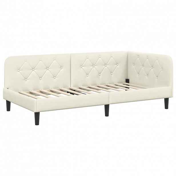 vidaXL Rohový rám postele Krémová 100 x 200 cm samet