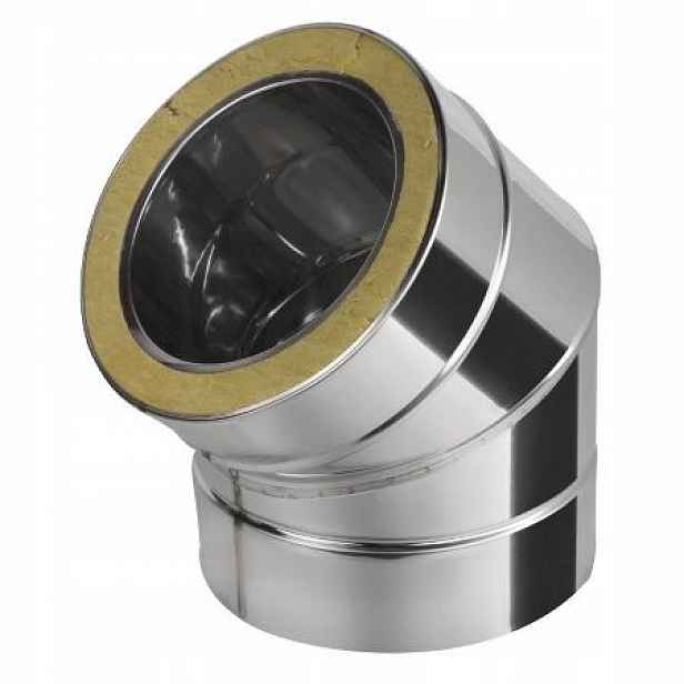 Koleno 45 st izolované fi 130 pro spalinový komín Inox 130/180 Gr. 0,8MM