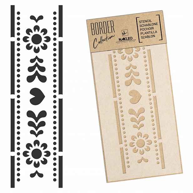 Malířská šablona Bordiura Opakovaně Použitelný 45x95 cm Border Ornament Folkový Dekor