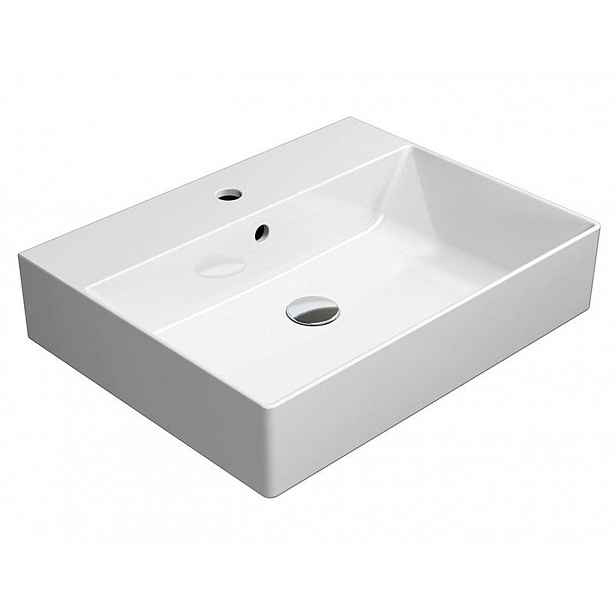 Sapho GSI Kube X - Umyvadlo 60x47 cm, s přepadem, otvor pro baterii, ExtraGlaze, bílá 94319111