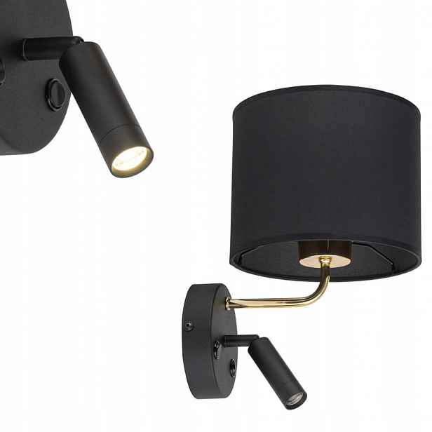 Tk Lighting Nástěnné svítidlo s černým stínítkem a vypínači na rozetě Richi
