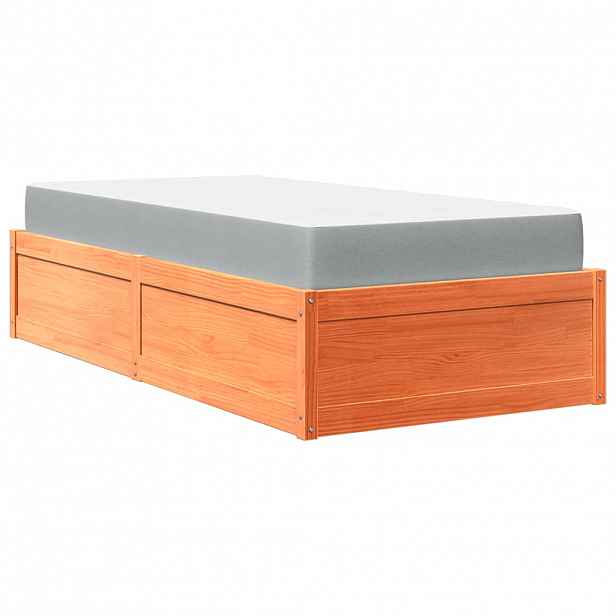 vidaXL Postel s matrací voskově hnědá 100 x 200 cm masivní borovice
