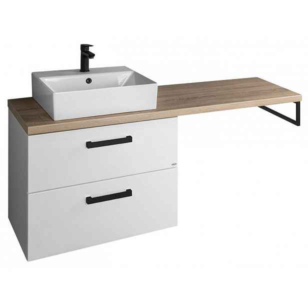 Aqualine Vega - Skříňka s umyvadlem a deskou, 145x61x45 cm, 2 zásuvky, bílá/dub platin VG073-02