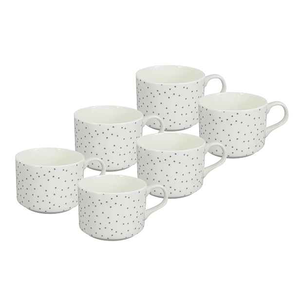 Set 6ks Porcelánový šálek Modern Dots 150 ml stříbrné tečky, by inspire