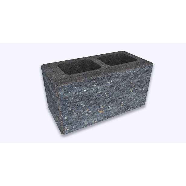 Tvárnice plotová štípaná CS Blok 20 rohová černá 200×400×200 mm