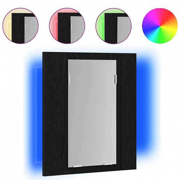 vidaXL LED koupelnová zrcadlová skříňka černý dub 40 x 12 x 45 cm
