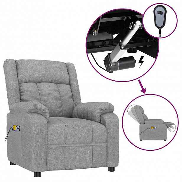 vidaXL Elektrické masážní křeslo světle šedé textil