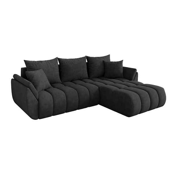 ALTDECOR ROHOVÁ SEDAČKA s funkcí spaní, otoman vpravo TOKO-L-v1 277x194x86 tmavě šedá velur