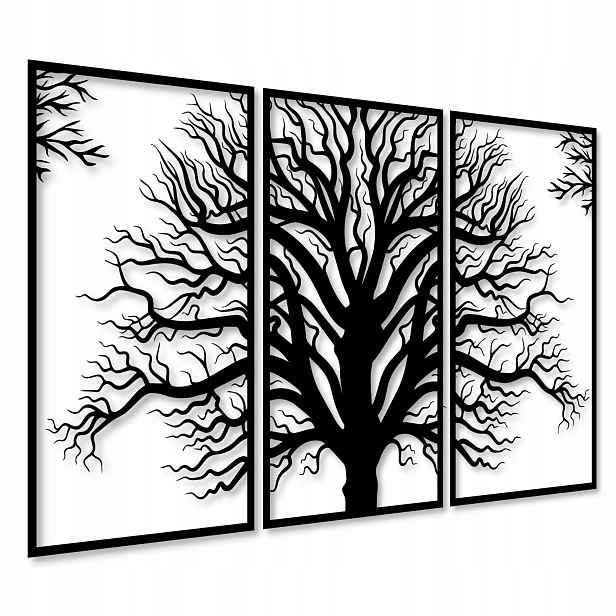 Dřevo Obraz Ažurový Dřevěný Panel Nástěnný 90 cm Obrazy Do Obývacího Pokoje Triptych
