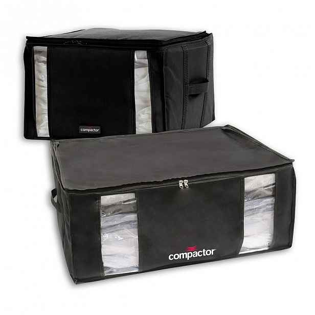 Sada 2 černých úložných boxů s vakuovým obalem Compactor Black Edition XXL, 125 l