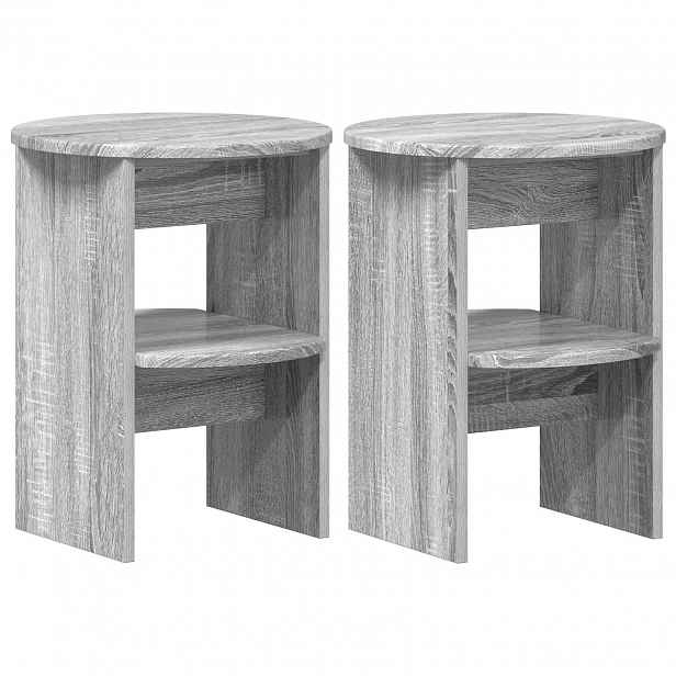 vidaXL Boční skříňka 2 ks Šedá Sonoma Ø40 x 50 cm Dřevěný materiál