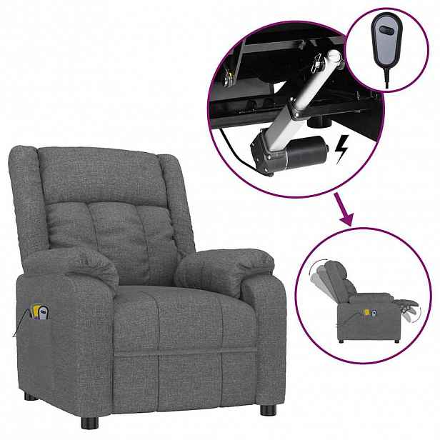 vidaXL Elektrické masážní křeslo tmavě šedé textil