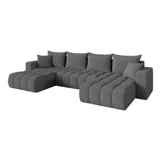 ALTDECOR SEDACÍ SOUPRAVA DO U s funkcí spaní a úložným prostorem MILA-U-v1 378x194x86 šedá bouclé