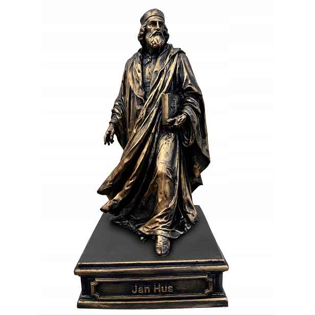 Jan Hus – bronzová soška z polystonu 24 cm, historická sběratelská figurka