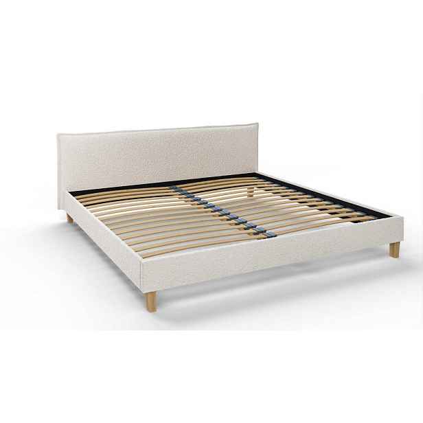 S-Style ČALOUNĚNÁ POSTEL Arles 200 × 200 cm z bílé látky bouclé