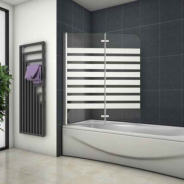 Vanová zástěna S22 STRIPE 120x140 - dvoudílná sklopná, čiré sklo se vzorem, levá varianta